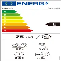 Lavavajillas 448 mm 10 place settings CLVM3624I CORBERO Lavavajillas 448 mm 10 place settings CLVM3624I CORBERO