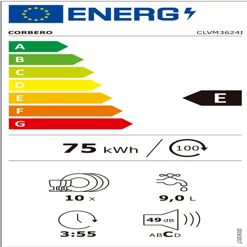Lavavajillas 448 mm 10 place settings CLVM3624I CORBERO