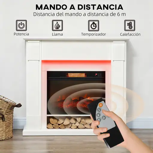 Chimenea Eléctrica Empotrable con Efecto de Llama 3D Tira de Luz LED HOMCOM