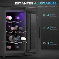 Vinoteca 8 Botellas Temperatura Ajustable 8-18℃ Negro HOMCOM Vinoteca 8 Botellas Temperatura Ajustable 8-18℃ Negro HOMCOM