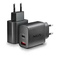 NGS ERA 20W: Cargador GaN de pared universal de 20W. 2 Puertos: USB-C + USB-A.
