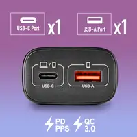 NGS ERA 45W BLACK:  Cargador GaN de pared con una salida USB-C (PD & PPS)