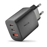 NGS ERA 65W: Cargador GaN  universal de 65W con 3 Puertos: 2x USB-C + USB-A.