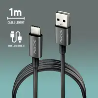 NGS ZYRO-AC BLACK:  Cable de carga USB-A a USB-C. 1m de largo.