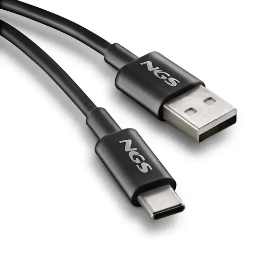 NGS ZYRO-AC BLACK:  Cable de carga USB-A a USB-C. 1m de largo.