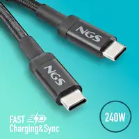 NGS KNOT 240W-2:  Cable USB C de 2m para carga rápida de dispositivos hasta 240W.