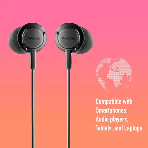 NGS CROSS STEP BLACK: Auriculares de botón con micrófono y control de volumen.