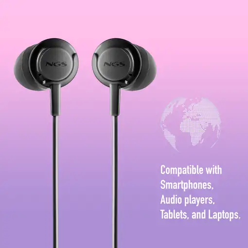 NGS CROSS DRIF BLACK: Auriculares de botón con micró y control de volumen.