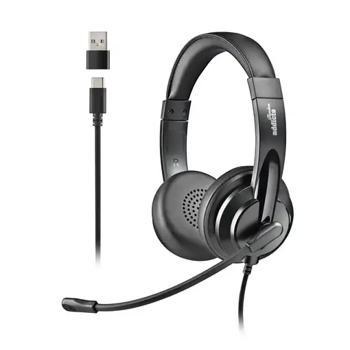 NGS VOX605 USB-C: Auriculares estéreo USB-C y USB-A. Micrófono regulable.
