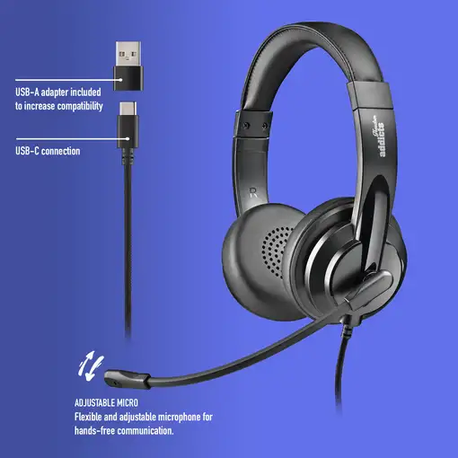NGS VOX605 USB-C: Auriculares estéreo USB-C y USB-A. Micrófono regulable.