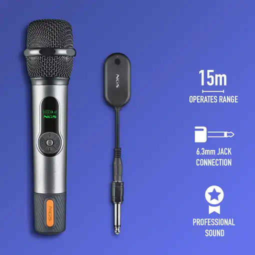 NGS Singer Star Duo: 2 X Micrófono Inalámbrico Dinámico 2,4GHz, Autonomía 30h.