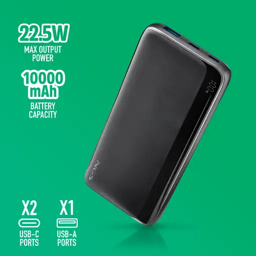 NGS QUIZ 10: Batería externa portátil de carga rápida de 22,5W.