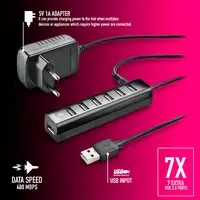 Hub usb 2.0 con alimentaciÓn externa ngs ihub7 tiny 7xusb