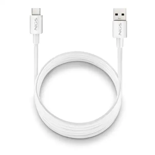 NGS ZYRO-AC WHITE:  Cable de carga USB-A a USB-C. 1m de largo. Potencia:15W.