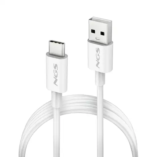 NGS ZYRO-AC WHITE:  Cable de carga USB-A a USB-C. 1m de largo. Potencia:15W.