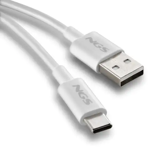 NGS ZYRO-AC WHITE:  Cable de carga USB-A a USB-C. 1m de largo. Potencia:15W.