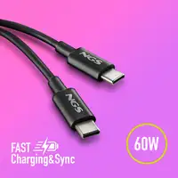NGS ZYRO 60W-1 BLACK: Cable de Carga Rápida de USB C a USB C de 1m de longitud.
