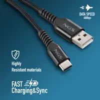 NGS KNOT-AC: Cable USB-A a USB-C. Transmisión de datos: 480 bps USB 2.0.