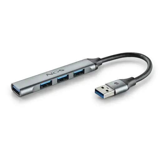 NGS IHUB4 MICRO: Hub de 4 puertos USB :1 x USB 3.2 Gen1 y 3 x USB 2.0. Aluminio.