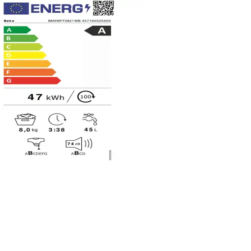 Lavadora carga frontal 8 kg 1200 RPM Blanco 457100025600 BEKO