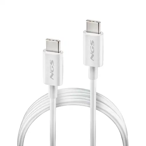 NGS ZYRO 60W-1 WHITE: Cable de Carga Rápida de USB C a USB C de 1m de longitud.