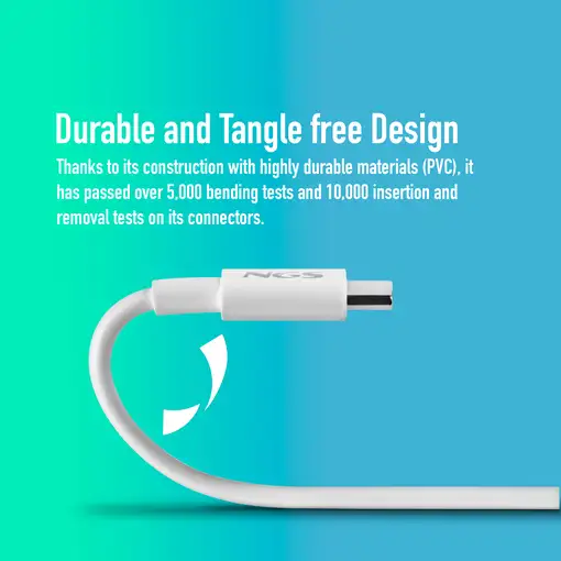 NGS ZYRO 60W-1 WHITE: Cable de Carga Rápida de USB C a USB C de 1m de longitud.