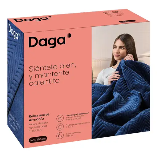 Manta eléctrica azul, 160x120 cm, Relax Suave Armonía DAGA