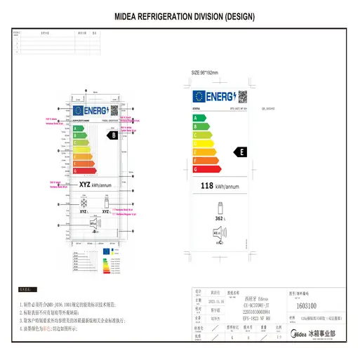 Edesa EFS-1823 NF WH frigorífico Independiente 362 L Blanco