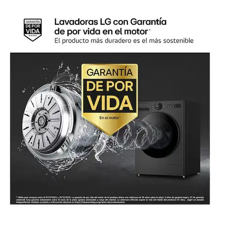 Lavadora carga frontal 9 kg 1400 RPM Gris F4X7009TBB.AEBQPWE.EEES.ES.C LG