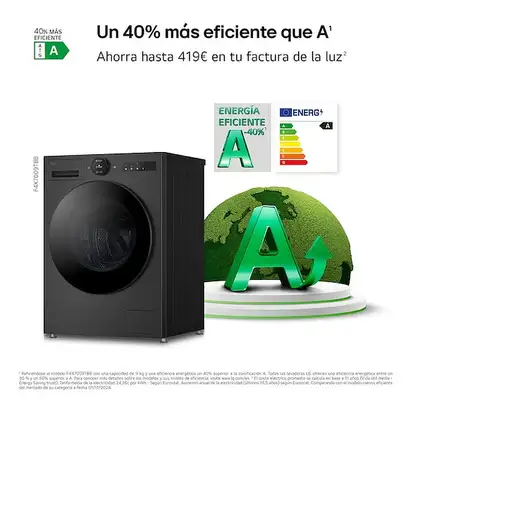 Lavadora carga frontal 9 kg 1400 RPM Gris F4X7009TBB.AEBQPWE.EEES.ES.C LG