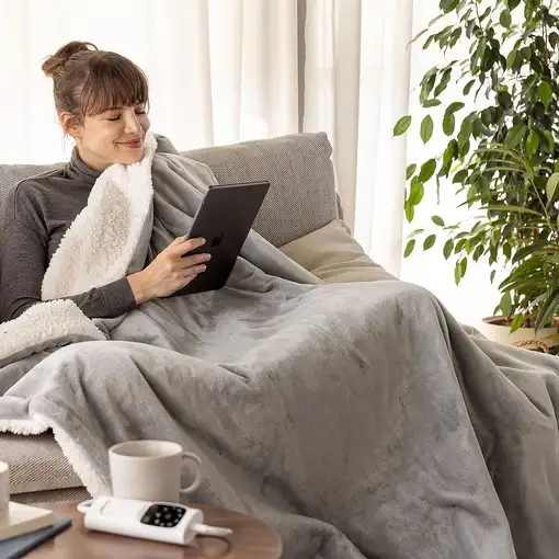 Manta eléctrica gris, 160x120 cm, Relax Suave Elegante DAGA