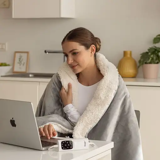 Manta eléctrica gris, 160x120 cm, Relax Suave Elegante DAGA