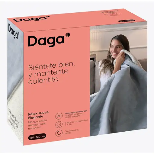 Manta eléctrica gris, 160x120 cm, Relax Suave Elegante DAGA