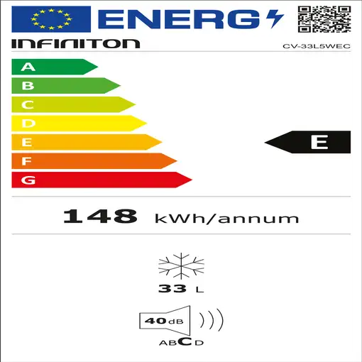 Infiniton CV-33L5WEC congelador Congelador vertical Independiente 33 L E Blanco