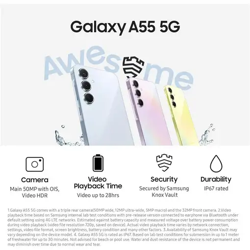 Smartphone Samsung Galaxy A55 5G Libre 128GB/8GB RAM amarillo SAMSUNG