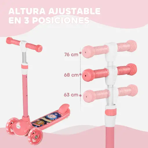 Patinete para Niños con 3 Ruedas 52x29x63-76cm Rosa AIYAPLAY