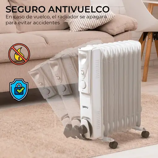 Yoevu-Radiador de aceite bajo consumo 9 elementos, 2000W, 3 potencias