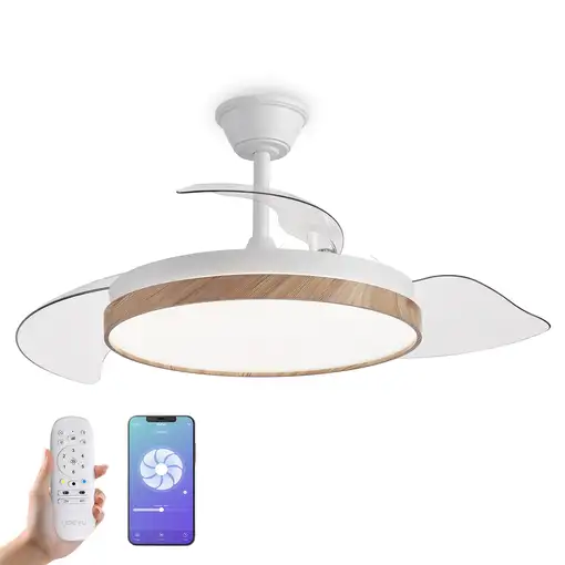 Yoevu EOS NATURE WIFI-Ventilador de techo luz led, DC, difusor haya, 6 velocidades