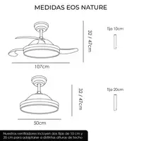 Yoevu EOS NATURE - Ventilador de techo luz led, DC, difusor haya, 6 velocidades