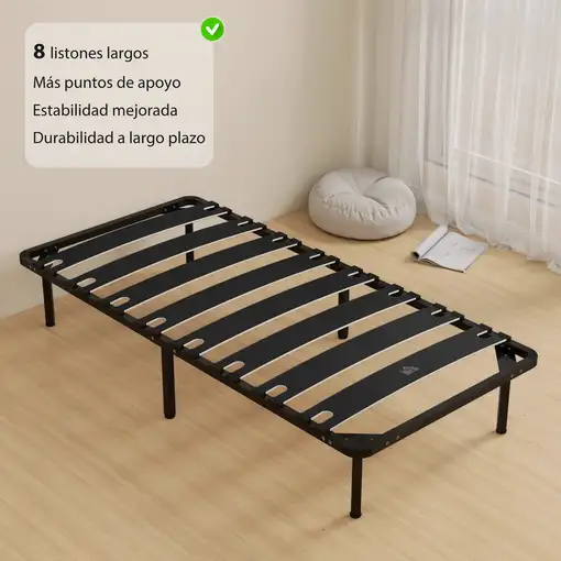 Somier 90x190 cm Altura 26 cm Estructura de Cama con Almacenaje Debajo HOMCOM