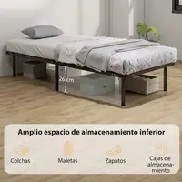 Somier 90x190 cm Altura 26 cm Estructura de Cama con Almacenaje Debajo HOMCOM