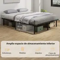 Somier 160x200 cm Altura 26 cm Estructura de Cama con Almacenaje Debajo HOMCOM
