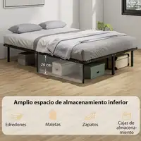 Somier 140x190 cm Altura 26 cm Estructura de Cama con Almacenaje Debajo HOMCOM
