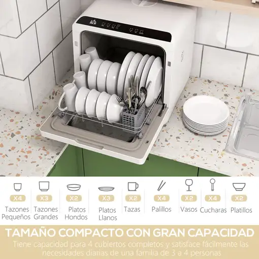 Lavavajillas de Encimera con 5+1 Programas Depósito de Agua de 6L HOMCOM
