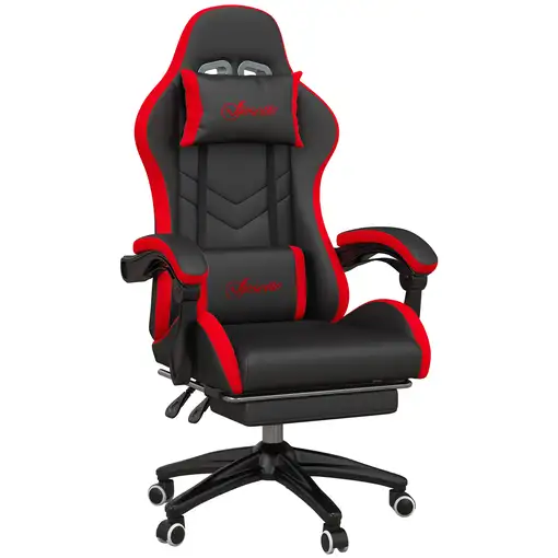 Silla Gaming de Cuero PU Reclinable 135° Altura Ajustable Negro y Rojo Vinsetto