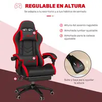 Silla Gaming de Cuero PU Reclinable 135° Altura Ajustable Negro y Rojo Vinsetto