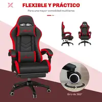 Silla Gaming de Cuero PU Reclinable 135° Altura Ajustable Negro y Rojo Vinsetto