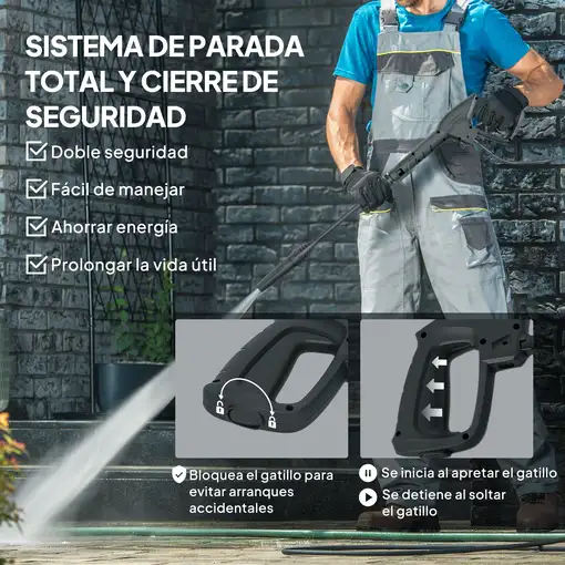 Hidrolimpiadora de Alta Presión 1800W Caudal 420 L/h Presión 150 Bar Outsunny