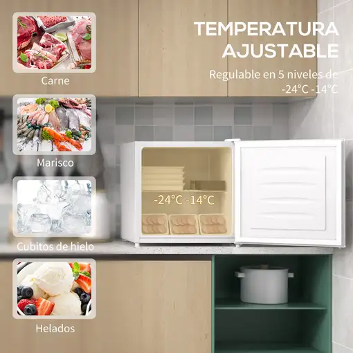 Congelador Vertical 35 L con Puerta Reversible Temperatura Ajustable HOMCOM