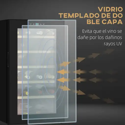 Nevera Vinos 24 Botellas 65L con Luz LED Interior Pantalla Táctil Negro HOMCOM